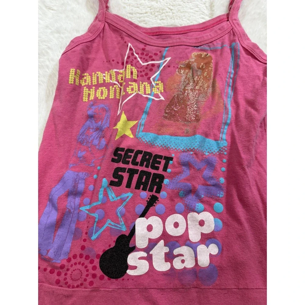 Y2K 2000s Disney Hannah Montana Cami Dress Pink Pop Star Disney Graphic Miley M